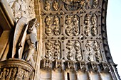France,Cote d'Or,Dijon,area listed as World Heritage by UNESCO,the Saint Michel church,porch