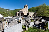 France,Pyrenees Atlantiques,Basque country,Haute Soule valley,Sainte Engrace,the Romanesque church of the same name,founded in 1085 by the abbey of Leyre in Navarre