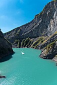 France,Isere,Trieves,Monteynard lake,place of practice of motor boating in the Ebron Gorge