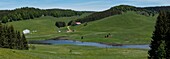 France,Jura,La Pesse,panoramique view on the lake of Embouteilleux
