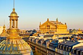 France,Paris,the Opera Garnier and the cupola of the Grand Magasin le Printemps