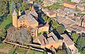 France,Rhone,Beaujolais,Les Pierres Dorees,Jarnioux,the castle (aerial view)