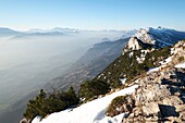 Frankreich,Isere,Moucherotte,Sonnenaufgang vom Gipfel des Vercors-Gebirges