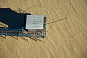 France,Gironde,Pauillac,carrelets on the Gironde estuary (aerial view)