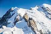 France,Haute Savoie,Chamonix Mont Blanc,Aiguille du Midi (aerial view)