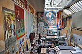 France,Paris,Saint Germain des Pres district,Ecole nationale superieure des Beaux-Arts (Fine Arts school),the fresco workshop by Philippe Bennequin
