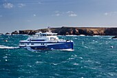 France,Finistere,Ouessant,Biosphere reserve (UNESCO),Armoric Natural Regional parc,Ponant island,The Fromveur II boat transports passengers from Ouessant to Brest