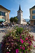 France,Savoie,before Savoyard country,the village of Novalaise hosts a very old market on Sunday morning in the village center