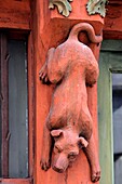 France,Indre et Loire,Tours,old town,Rue Colbert,half-timbered house,carved beam