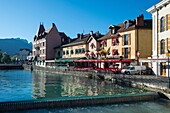 France,Haute Savoie,Annecy,the channel of Thiou deversoir of the lake,the pier Perriere