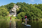 France,Morbihan,Pluméliau-Bieuzy,paddle in front of the chapel Saint-Gildas of Bieuzy