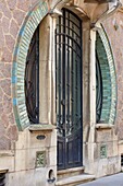 France,Meurthe et Moselle,Nancy,detail of an Art Nouveau door in Rue Bassompierre (Bassompierre street)