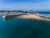 France,Pyrenees Atlantiques,Basque country,Ciboure,Ciboure and Fort Socoa (aerial view)