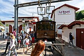 France,Pyrenees Atlantiques,Basque Country,Ascain,La Rhune,the Rhune train,little cog railway,the train station