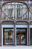 France,Meurthe et Moselle,Nancy,1901 Art Nouveau facade in Raugraff street by architects Charles Andre,Emile Andre and Eugene Vallin now Vaxelaire and Cie shop