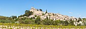 France,Vaucluse,Regional Natural Park of Luberon,Ansouis,labeled the Most beautiful Villages of France dominated by the 17th century castle and the St Martin church