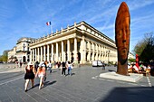 France,Gironde,Bordeaux,area classified as World Heritage,le Triangle d'Or,Quinconces district,Place de la Comédie,Sanna,the statue of Jaume Plensa and the National Opera of Bordeaux or Grand Theatre,built by the architect Victor Louis from 1773 to 1780