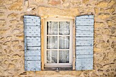 France,Vaucluse,Regional Natural Park of Luberon,Ansouis,labeled the Most beautiful Villages of France,house window