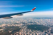 France,flight London-Geneva on a plane of Swiss International Air Lines (aerial view)