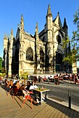 France,Gironde,Bordeaux,area listed as World Heritage by UNESCO,Saint Michel district,Meynard square,Saint Michel Basilica built between the 14th and 16th century Gothic style