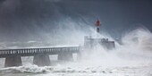 France,Vendee,Les Sables d'Olonne,harbour channel lighthouse in Miguel storm