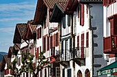 France,Pyrenees Atlantiques,Ainhoa,awarded the Most Beautiful Village of France,traditional labourdine half timbered house