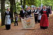 France,Finistere,Festival of the Embroiderers of Pont l'Abbé,Parade of the Cercle Brug ar Menez de Spezet