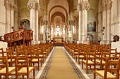 France,Meurthe et Moselle,Nancy,Sacre Coeur of Nancy basilica in roman byzantin style,the nave and the choir