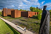 France,Aveyron,Rodez,the Soulages Museum,designed by the Catalan architects RCR associated with Passelac & Roques,Christian Lapie statue