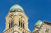 France,Meurthe et Moselle,Nancy,belfry of Sacre Coeur of Nancy basilica in roman byzantin style