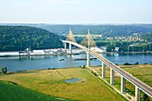 France,Seine Maritime,Caudebec en Caux,Pont de Brotonne (aerial view)