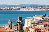 Frankreich,Alpes Maritimes,Nizza,Weltkulturerbe der UNESCO,Altstadt von Nizza,Kirchturm der Kirche Saint Jacques der Große von Nizza und der Kirche Sainte Rita oder Kirche der Verkündigung