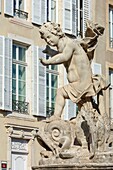 France,Meurthe et Moselle,Nancy,fountain representing a group of children located at the angle of the Place de la Carriere listed as World Heritage by UNESCO next to Place Stanislas (Stanislas square
