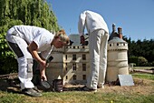 France,Indre et Loire,Loire valley listed as World Heritage by UNESCO,Amboise,Mini-Chateau Park,restoration of a model