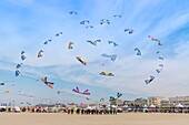 Frankreich,Pas de Calais,Opale Küste,Berck sur Mer,Berck sur Mer International Kite Meetings,während 9 Tagen empfängt die Stadt 500 Drachen aus der ganzen Welt für eine der wichtigsten Drachenveranstaltungen der Welt