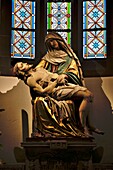 France,Bas Rhin,Strasbourg,Neustadt listed as World Heritage by UNESCO,Rue Finkmatt,Saint Pierre le Jeune catholic church,Virgin of Mercy,statue