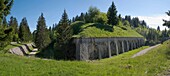 France,Jura,Les Rousses,the former fort is now used as a maturing cellar for cheese Comte,in panoramic view