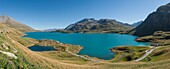 France,Savoie,Haute Maurienne,Val Cenis,Mont Cenis Pass,panoramic view of the dam lake