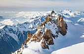 Frankreich,Haute Savoie,Chamonix Mont Blanc,Aiguille du Midi (Luftaufnahme)