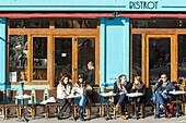 France,Paris,terrace of a cafe on Quai de Valmy along Saint Martin canal