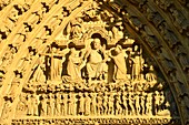 France,Somme,Amiens,Notre-Dame cathedral,jewel of the Gothic art,listed as World Heritage by UNESCO,central portal of the western facade,the Last Judgment