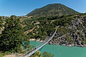France,Isere,Trieves,Lake Monteynard,hiking trail,lake tour on the footbridge of Drac