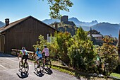 France,Savoie,Maurienne,on the largest bike trail in the world,the Chaussy Pass route or regularly passes the Tour de France,crossing the village of Chatel and the needles of Arves