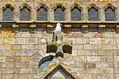 Frankreich,Manche,Bucht von Mont Saint Michel,UNESCO-Weltkulturerbe,Mont Saint Michel,die Abteikirche,Detail der Fassade