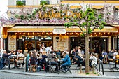 France,Paris,Montmartre district,cafe in the Rue des Abbesses,Le Vrai Paris cafe