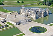 France,Oise,the castle of Chantilly and its garden of Andre Le Nôtre (aerial view)