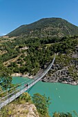 France,Isere,Trieves,Lake Monteynard,hiking trail,lake tour on the footbridge of Drac