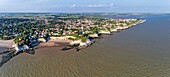 France,Charente-Maritime,Saintonge,Cote de Beaute,Gironde estuary,Meschers-sur-Gironde,cliffs and troglodyte dwellings (aerial view) (aerial view)