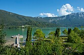 France,Savoie,Lake Aiguebelette,the private beach of Saint Alban de Montbel