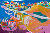 Colorful mural of St George's,Grenada. Caribbean